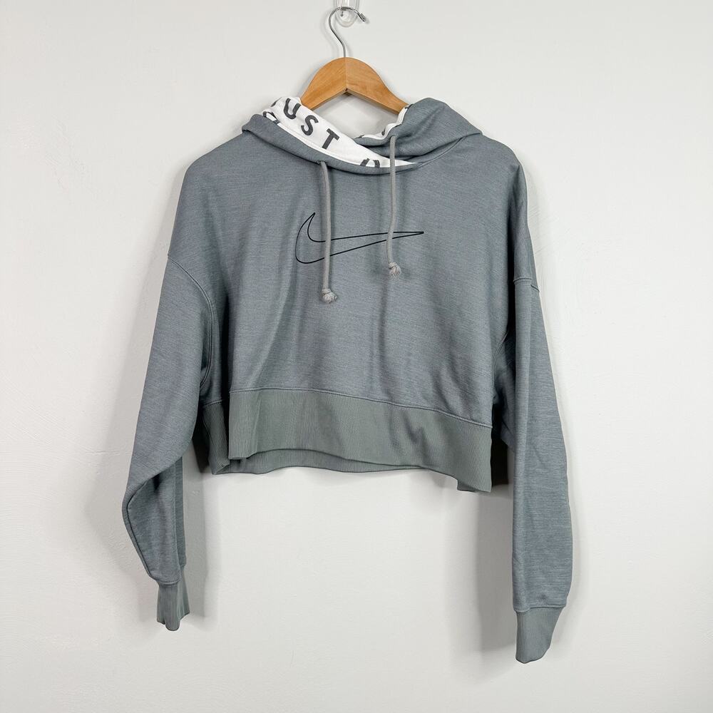 Nike Gray Pro Therma-Fit Cropped Hoodie